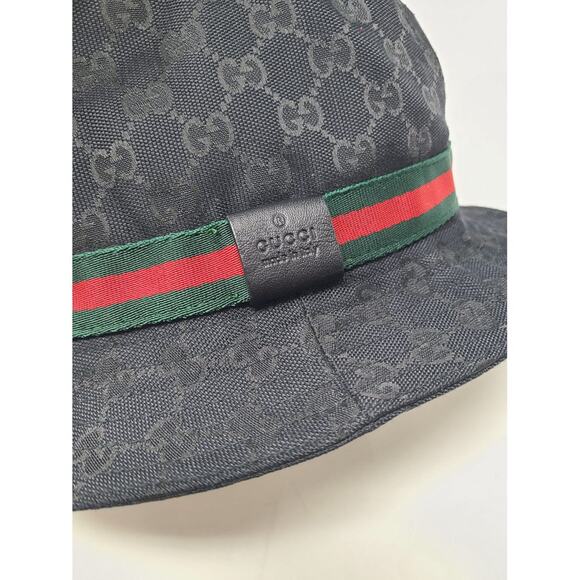 Gucci Black signature GG Monogram print bucket hat L sz - Picture 8 of 9